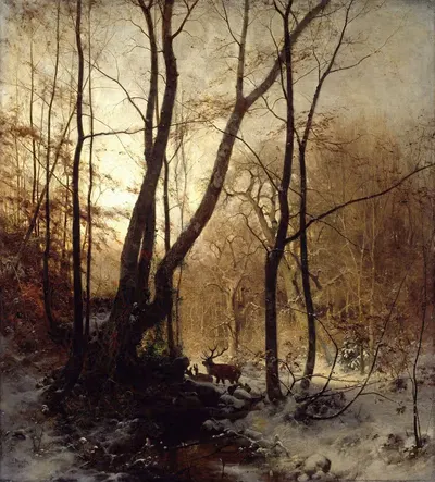 Зима в Германии by Людвиг Мунте, 1869 — digital art print download