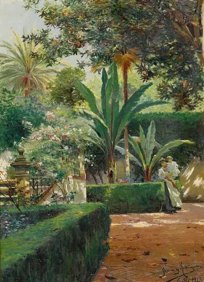 A Garden In Seville by Manuel García y Rodríguez, 1913 — digital art print download