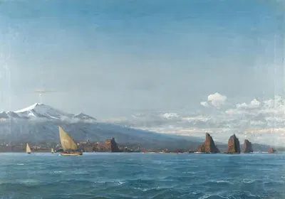 Sailing Boats Before Mount Etna by Michael Zeno Diemer — digital art print download