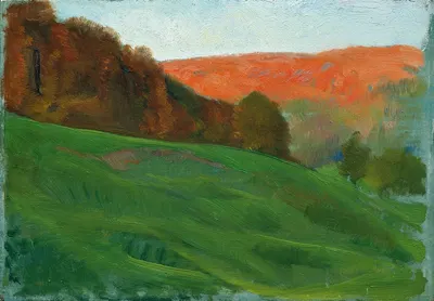 Осенний лес за зеленым лугом by Отто Фридрих, 1905-1910 — digital art print download