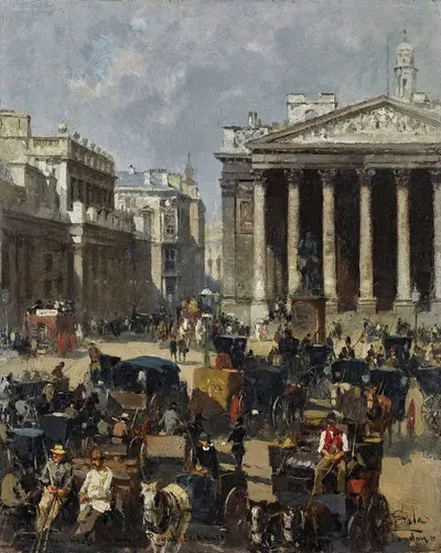 Mansion House And Royal Exchange, London by Paolo Sala, 1899 — digital art print download