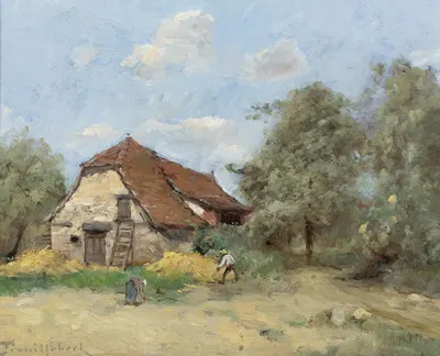 Жнец рядом с фермой by Поль Дезир Труйльбер — digital art print download