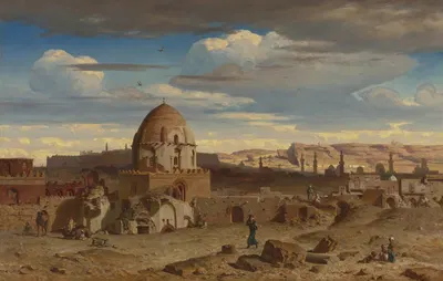 View Of The South Of The Necropolis In Cairo With The Citadel In The Background by Prosper Marilhat, 1839 — digital art…