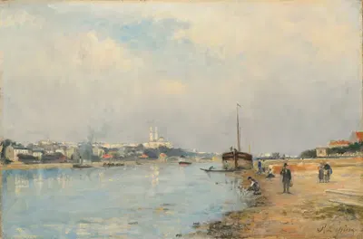 La Seine. Le Trocadéro et le pont de Grenelle, vus du quai de Javel by Stanislas Lépine — digital art print download