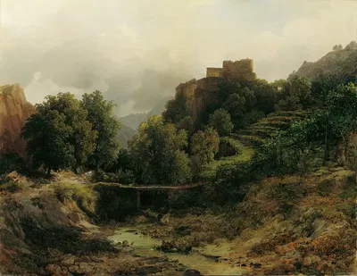 Schloss Tirol bei Meran by Thomas Ender, 1843 — digital art print download