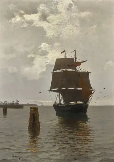 Парусные корабли на Балтийском море by Уолтер Лейстиков, 1886 — digital art print download