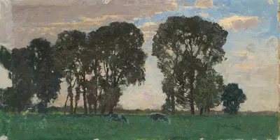 Langenpreising, Viehweide mit großen Bäumen by Alfred Zoff, 1897 — digital art print download