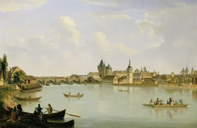 Вид на Прагу с Молдавского моста (Карлов мост) by Алойс фон Саар, 1831 — digital art print download