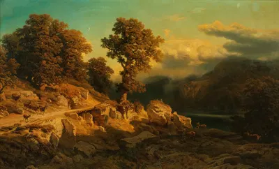 Осенняя пейзаж by Август Шеффер фон Винвальд — digital art print download