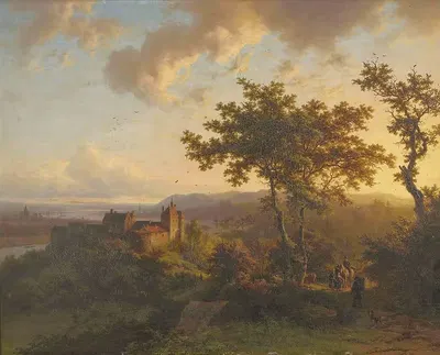 Лесной пейзаж с замком by Баренд Корнелис Кёккёк, 1851 — digital art print download