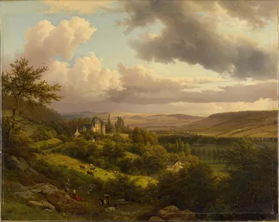 Люксембургский пейзаж с видом на замок Берг by Баренд Корнелис Кёккёк, 1846 — digital art print download