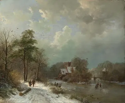 Зимний пейзаж, Голландия by Баренд Корнелис Кёккёк, 1833 — digital art print download