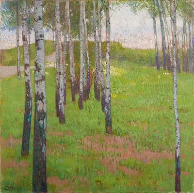 Birkenwäldchen im Abendlicht by Carl Moll, 1902 — digital art print download