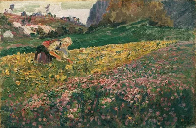Mädchen in der Blumenwiese by Carl Moll, 1909 — digital art print download