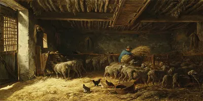 Овчарня by Шарль Эмиль Жак, 1857 — digital art print download