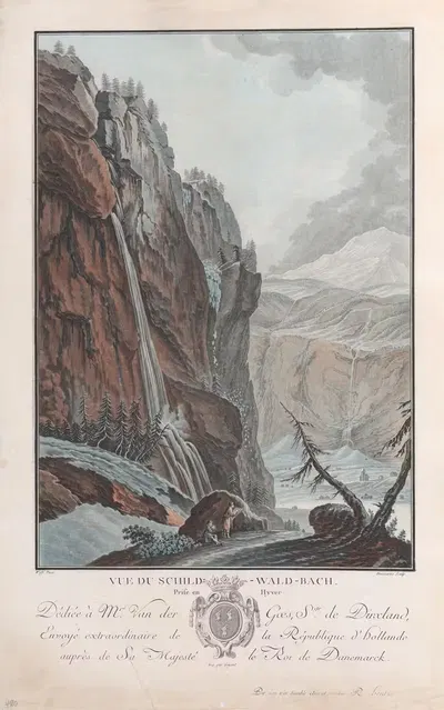 Вид на ручей Шильдвальд зимой by Шарль-Мельхиор Декуртис, 1785 — digital art print download