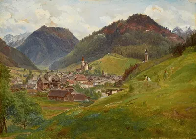 Blick auf Eisenerz by Friedrich Loos, 1839 — digital art print download