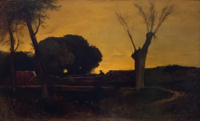 Evening at Medfield, Massachusetts by George Inness, 1875 — digital art print download