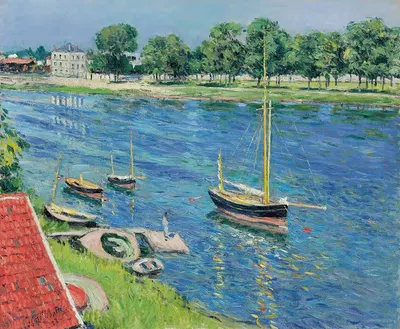 La Seine à Argenteuil, bateaux au mouillage by Gustave Caillebotte, 1883 — digital art print download
