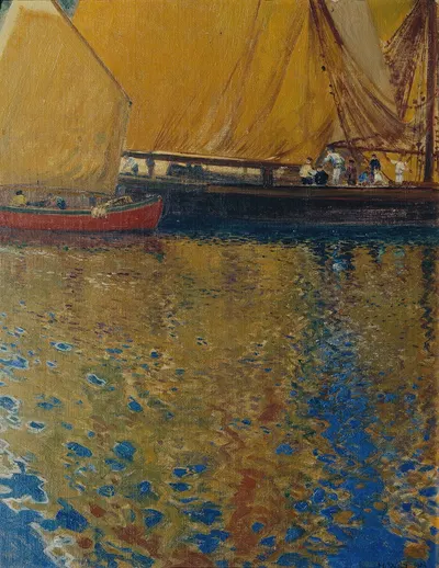 Morgenstimmung im Hafen von Lussin by Hans Wilt, 1904 — digital art print download