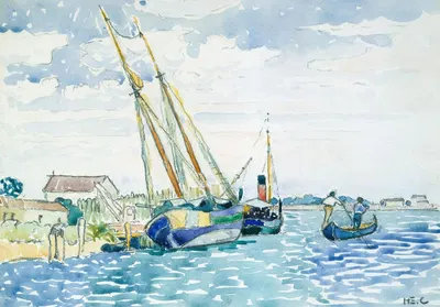 Морская сцена (лодки у Венеции) by Анри-Эдмон Кросс, 1903 — digital art print download