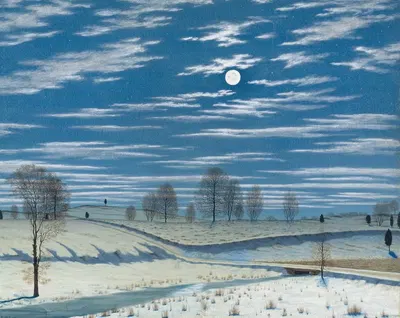 Зимняя сцена при лунном свете by Генри Фаррер, 1869 — digital art print download