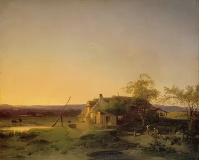 Вечерний пейзаж by Игнац Раффальт, 1849 — digital art print download