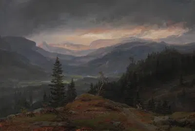 Вид на Холлингдаль by Иоганн Кристиан Даль, 1844 — digital art print download
