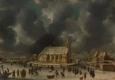 Катание на коньках в Слотене, недалеко от Амстердама by Ян Абрахамсз Беерстраатен — digital art print download