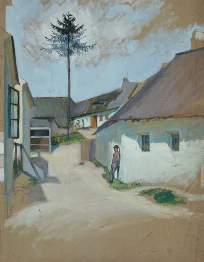Деревенская улица by Йозеф Вавра, 1920 — digital art print download