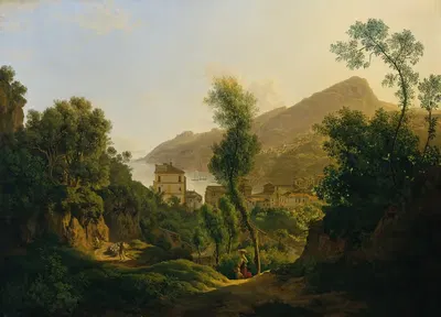 Вид на город Вьетри с видом на залив Салерно by Йозеф Ребелл, 1819 — digital art print download