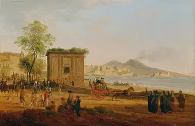 Залив Неаполя с сценами из народной жизни by Йозеф Ребелл, 1815 — digital art print download