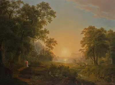 Лесной пейзаж с восходом солнца by Йозеф Ребелл, 1809 — digital art print download