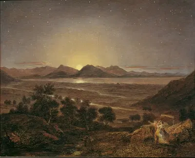 Марафон при лунном свете by Карл Иосиф Алойс Агрикола, 1829 — digital art print download