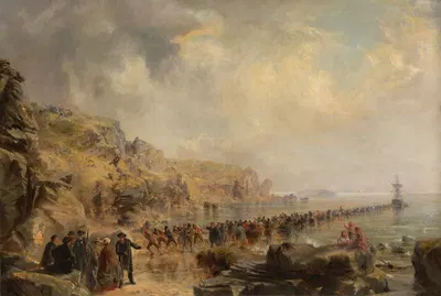 Landing the Shore End of the Atlantic Cable by Robert Charles Dudley, 1866 — digital art print download