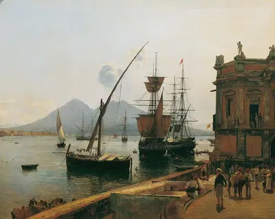 Порт Неаполя с Везувием by Рудольф фон Альт, 1836 — digital art print download
