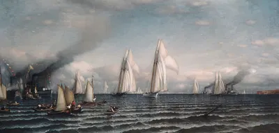 Finish—First International Race for America's Cup, August 8, 1870 by Samuel Colman, 1870 — digital art print download