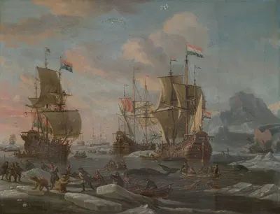 Голландский китобойный флот by Абрахам Сток, 1690-1700 — digital art print download