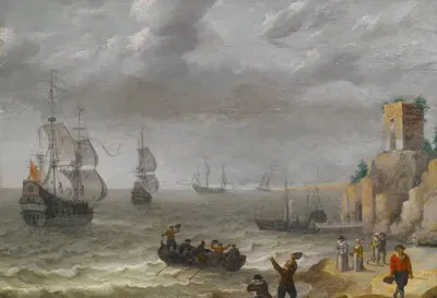 Морской пейзаж с руинами на утесе by Абрахам Виллаертс, 1641 — digital art print download
