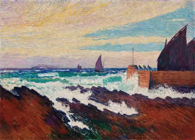 Rosehearty pier (Roseheartyn aallonmurtaja) by Alfred William Finch, 1910 — digital art print download