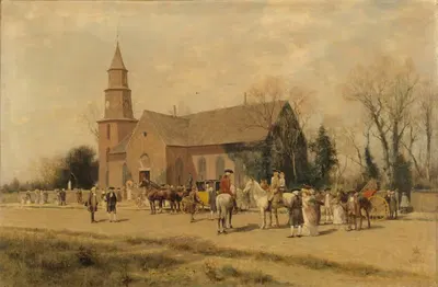 Старая церковь Брутон, Уильямсбург, Виргиния, во времена лорда Дунмора by Альфред Уордсворт Томпсон, 1893 — digital art…