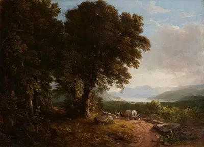 Landscape with Covered Wagon by Asher Brown Durand, 1847 — digital art print download