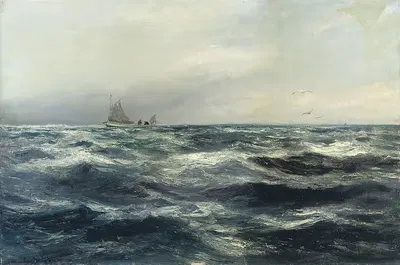 Корнуольское море и рабочая лодка by Шарль Непир Хеми — digital art print download
