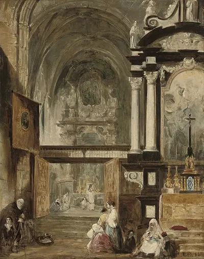Интерьер Санта-Мария Глориоза Дель Фрари, Венеция by Эдвард Притчетт, 1866 — digital art print download