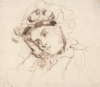 Study of a Woman with her Head on her Hand by Ричард Паркс Бонингтон — digital art print download