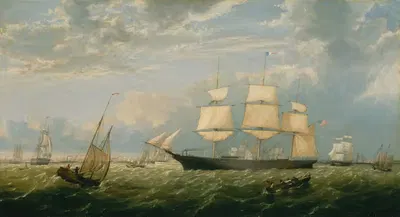 Золотой штат входит в порт Нью-Йорка by Фиц Генри Лейн, 1854 — digital art print download