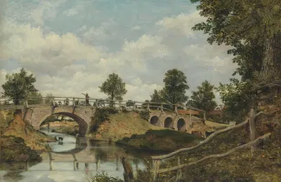 An Old Bridge at Hendon, Middlesex by Frederick Waters Watts — digital art print download