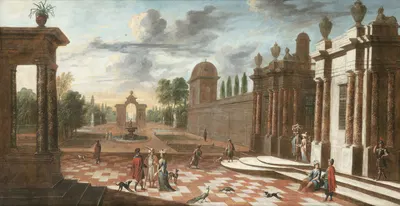 Architectural View With Figures by Jacob Ferdinand Saeys — digital art print download