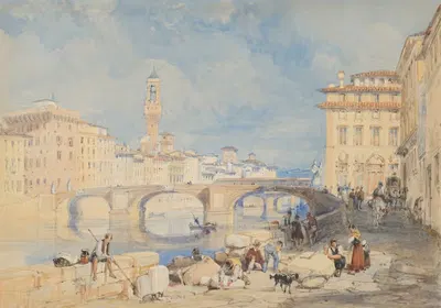 Ponte Santa Trinità, Florence by James Duffield Harding — digital art print download