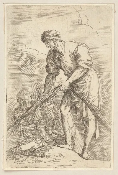 Man with Fishing Net and Two Other Figures by Сальватор Роза, 1656 - 1657 — digital art print download